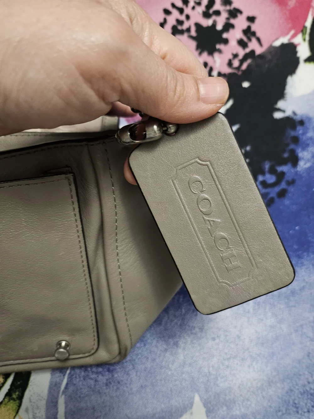 Coach Taupe Gray Leather Turnlock Crossbody Bag